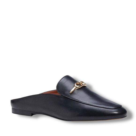 COACH Sienna Leather Slide Loafer Shoes Mule Clog Black Gold Luxury Women Sz 7.5 - Picture 4 of 16